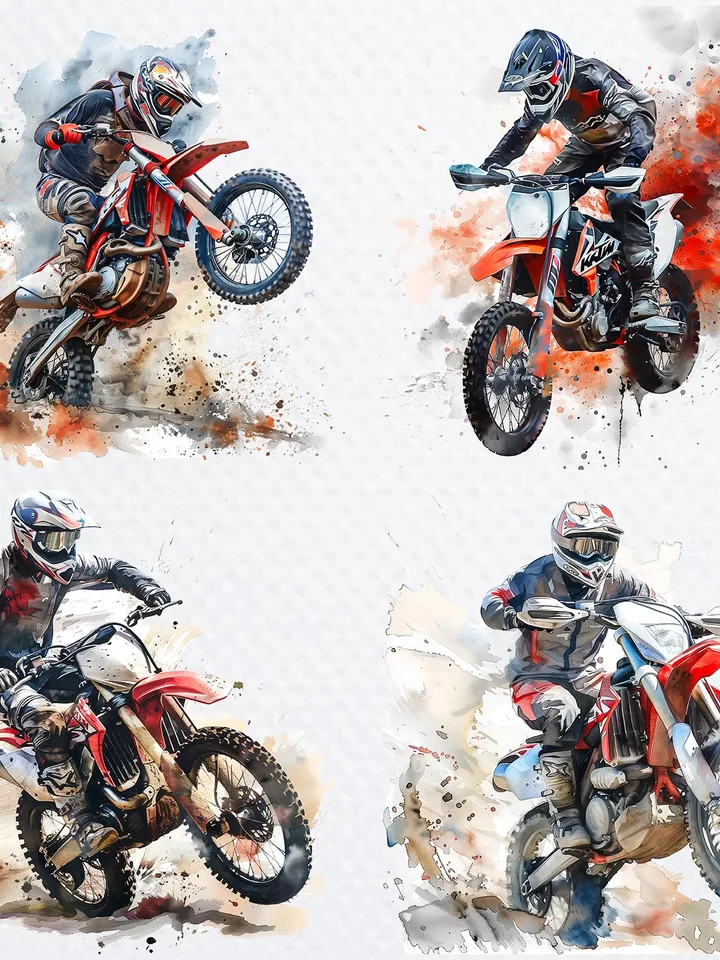 18 Dirt Bike PNG Clipart, Motocross Clipart, Motorcycle sublimation, Printable Dirt Bike, Digital download, Paper craft, junk journal