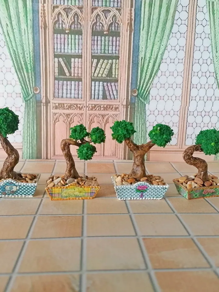 Bonsai. Plant for puppet miniature.Dollhouse miniature.1:12 scale.