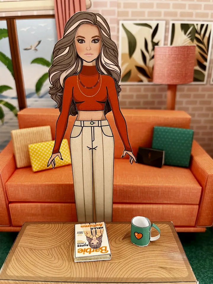 Paper Barbie Living Room in a Box