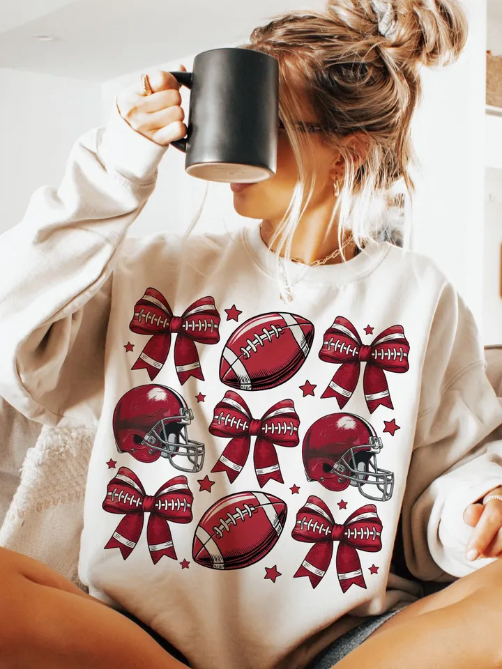 Coquette Football PNG, K City Football PNG Football, Game Day, Football Girly, Football Season, Red Team Football and Bow Clipart