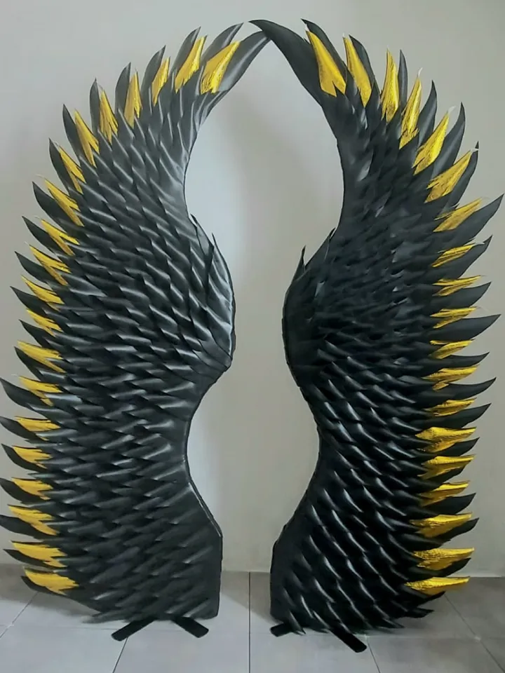 Giant wings black and gold background angel wings wedding backdrop outdoor party decor baby shower decoration, art wings