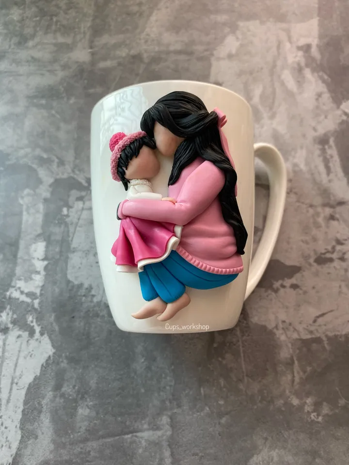 Mother day you can mark with a gift a funny mug with polymer clay decor