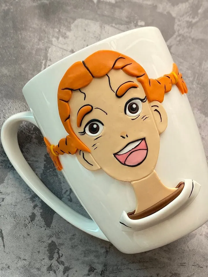 Bitmoji mug for kids with cute polymer clay
