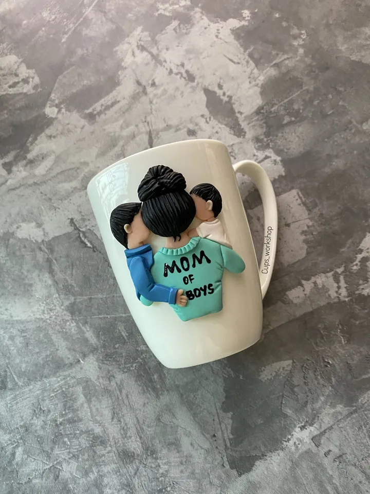 Mother day you can mark with a gift a funny mug with polymer clay decor