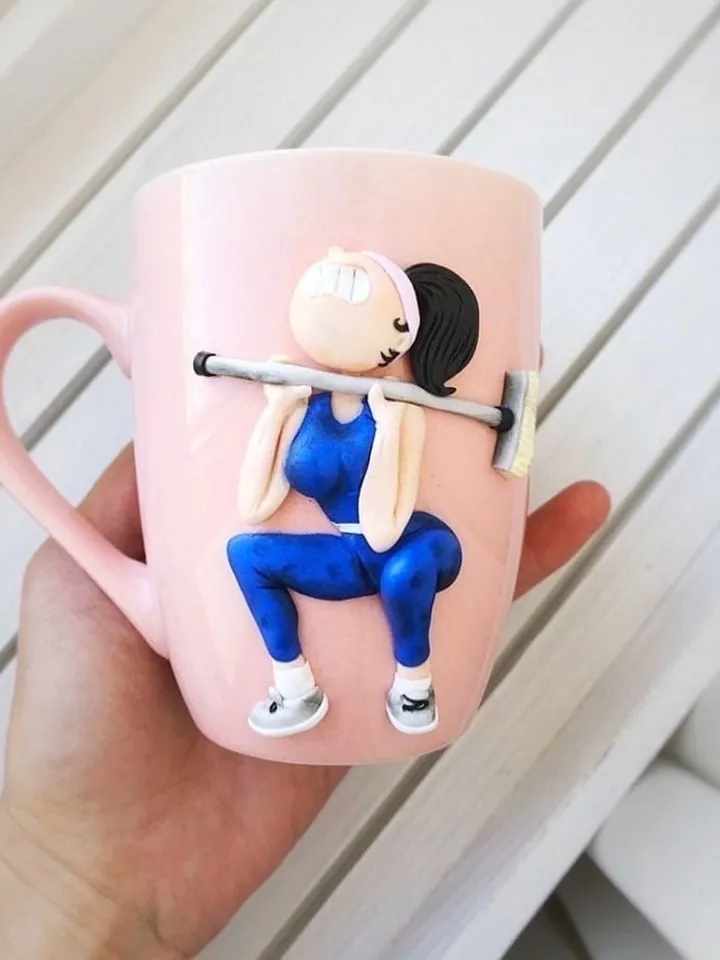 Body builder pottery mug - custom sport gift