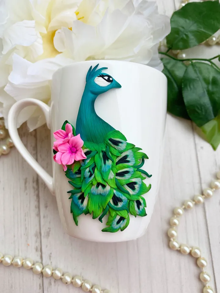Personalized mug with peacock - best gift for coworker