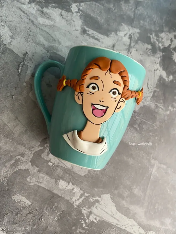 Bitmoji mug for kids with cute polymer clay