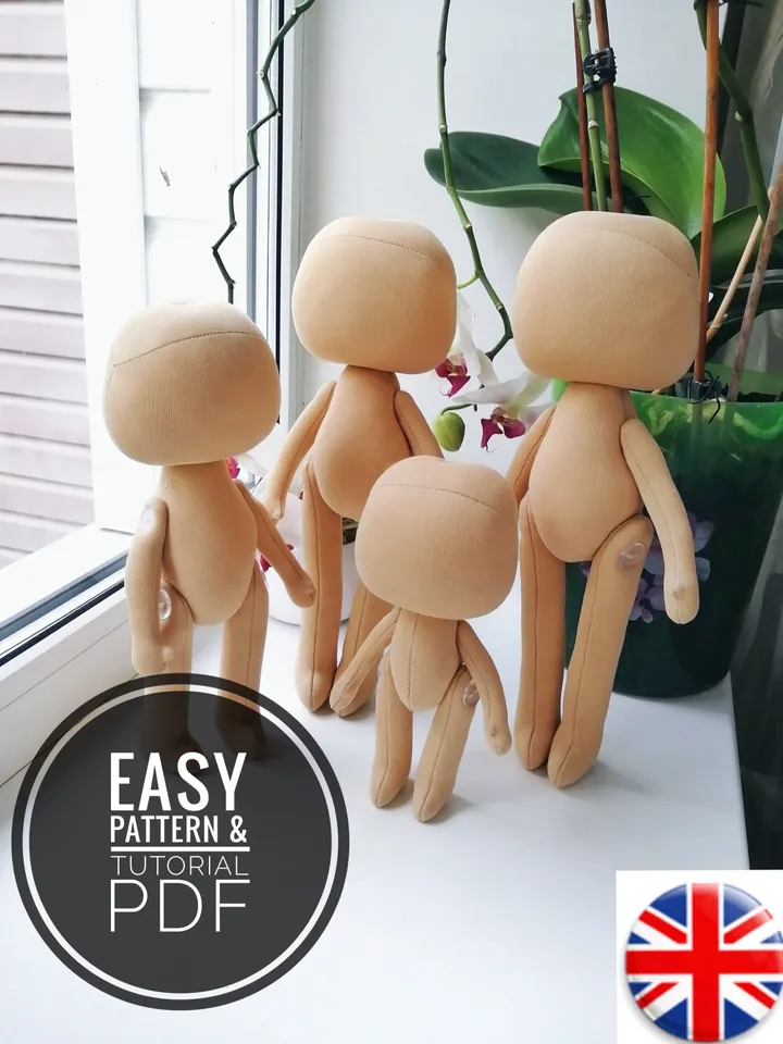 Blank doll body pattern PDF -