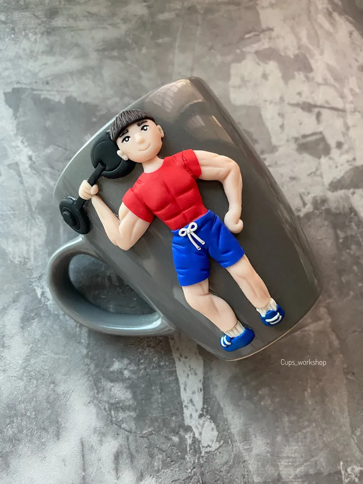Body builder pottery mug - custom sport gift