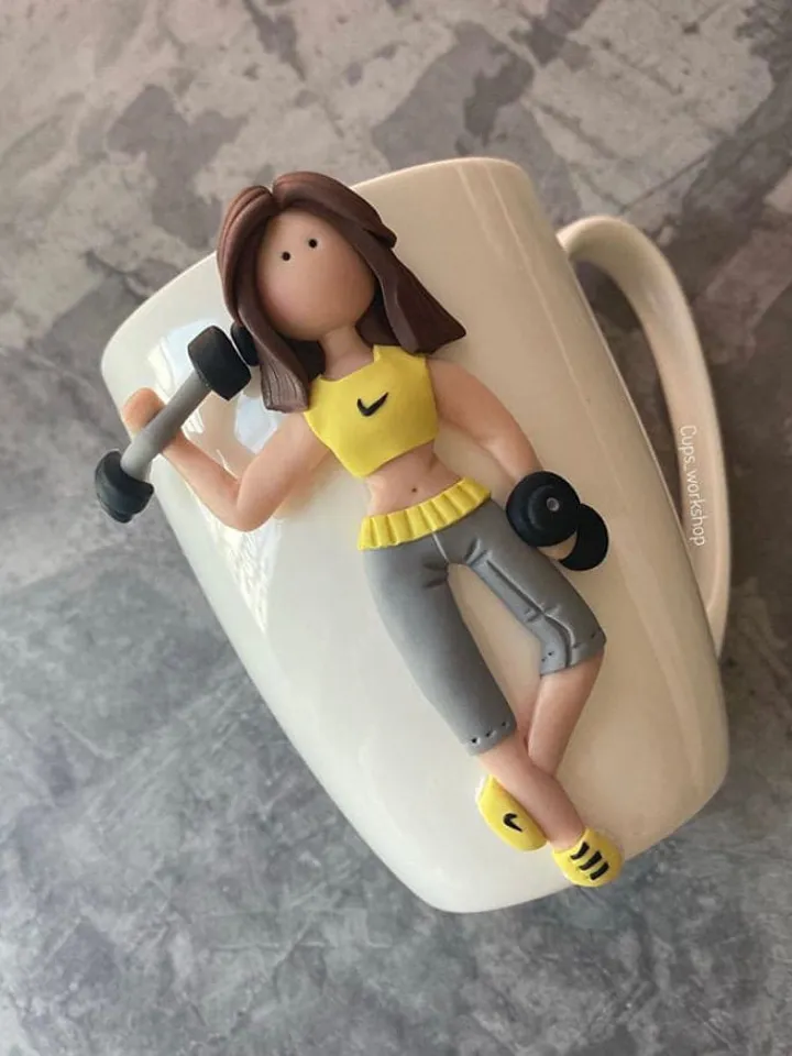 Body builder pottery mug - custom sport gift