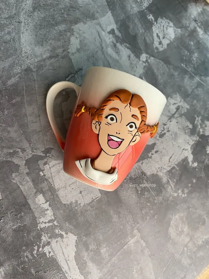 Bitmoji mug for kids with cute polymer clay