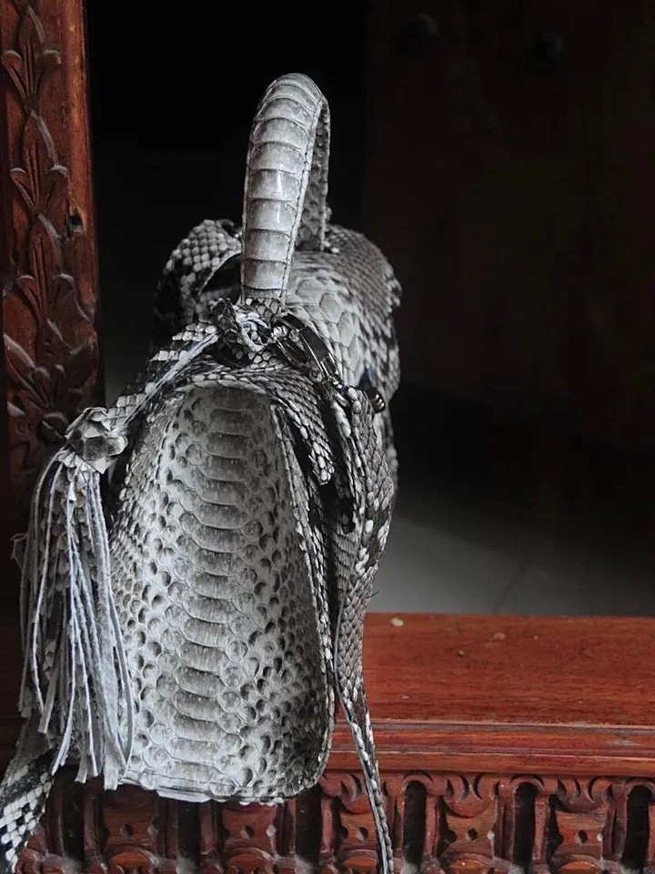 Top handle grey classy genuine python skin bag | exotic leather bags | Elegant everyday women purse | snake skin bag | designer leather bag