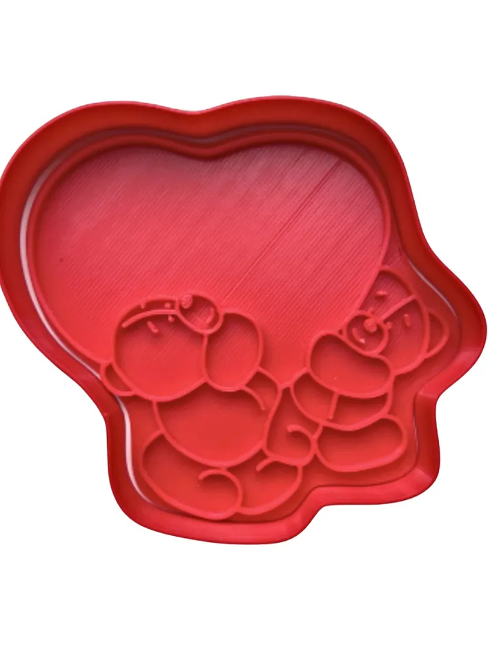 Custom stamp cookie cutters for cake topper gingerbread decor Bear with flowers cutters sugar cookies polimer clay