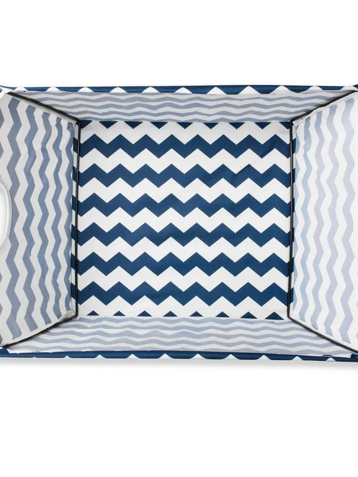 Polyester Bin Chevron Nautical Blue Trapezoid Medium 16X12X10