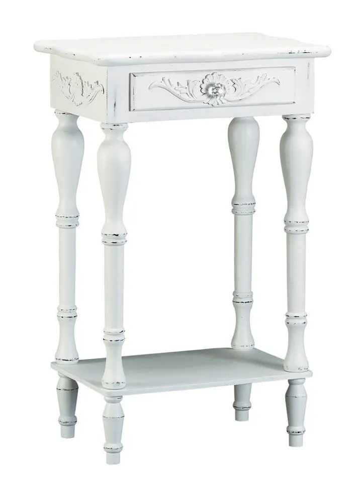 Distressed White Wood Accent Table