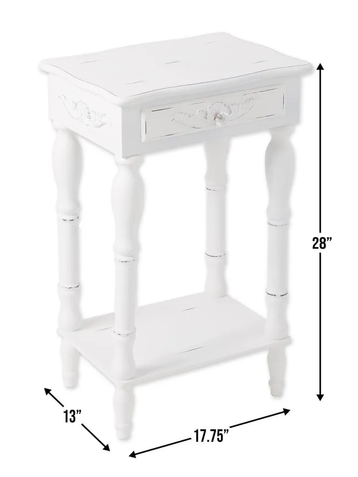 Distressed White Wood Accent Table