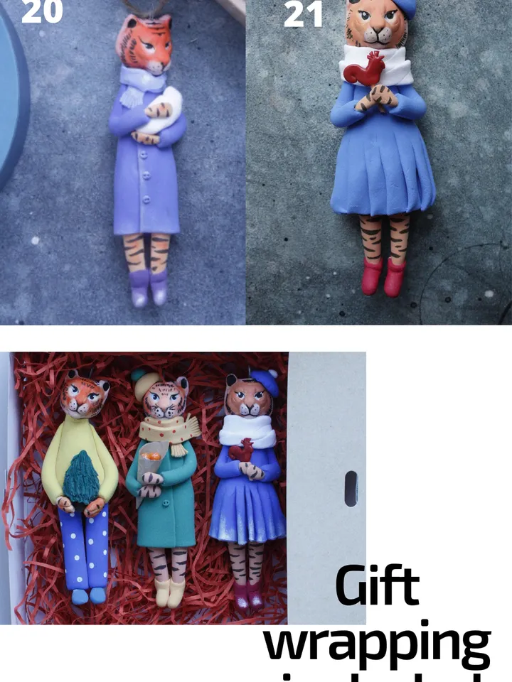 Custom Christmas ornament, personalized toy from photo, create your own doll, tiger portrait Xmas tree decor