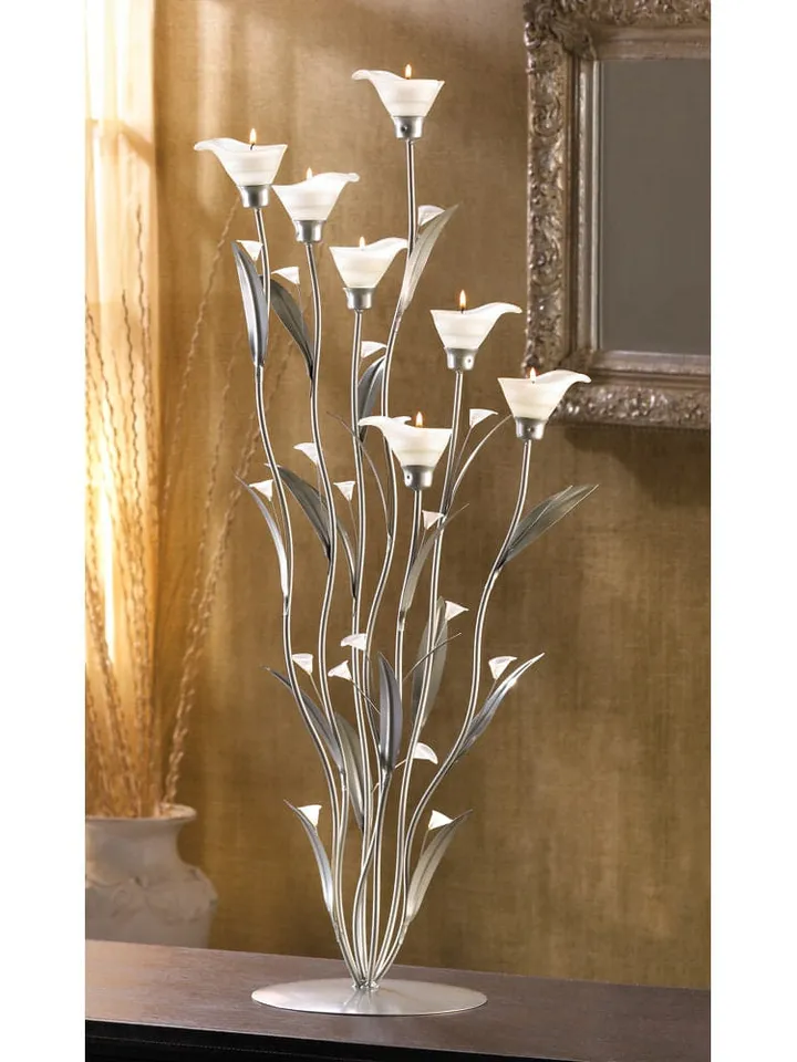 Silver Calla Lily Candle Holder