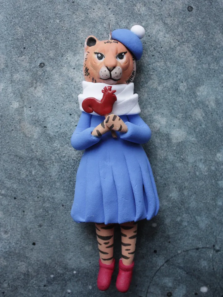 Custom Christmas ornament, personalized toy from photo, create your own doll, tiger portrait Xmas tree decor