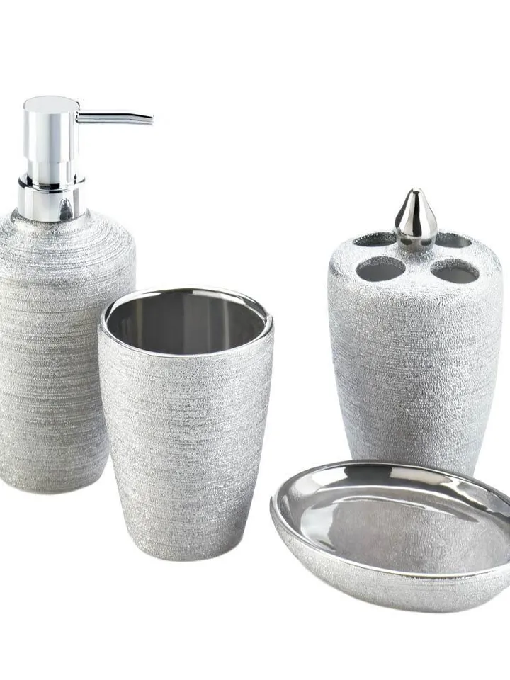Silver Shimmer Bath Accessory Set