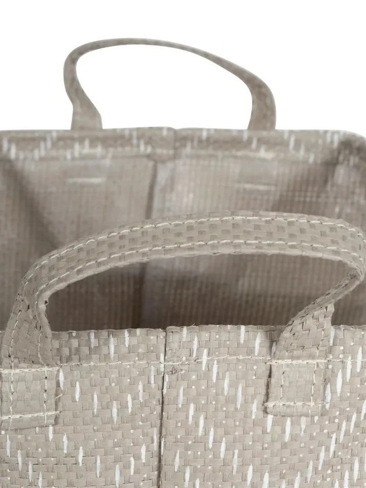 PE Coated Woven Paper Laundry Bin Tribal Chevron Stone/Cream Rectangle Large 16X12.5X9.5 Set/2
