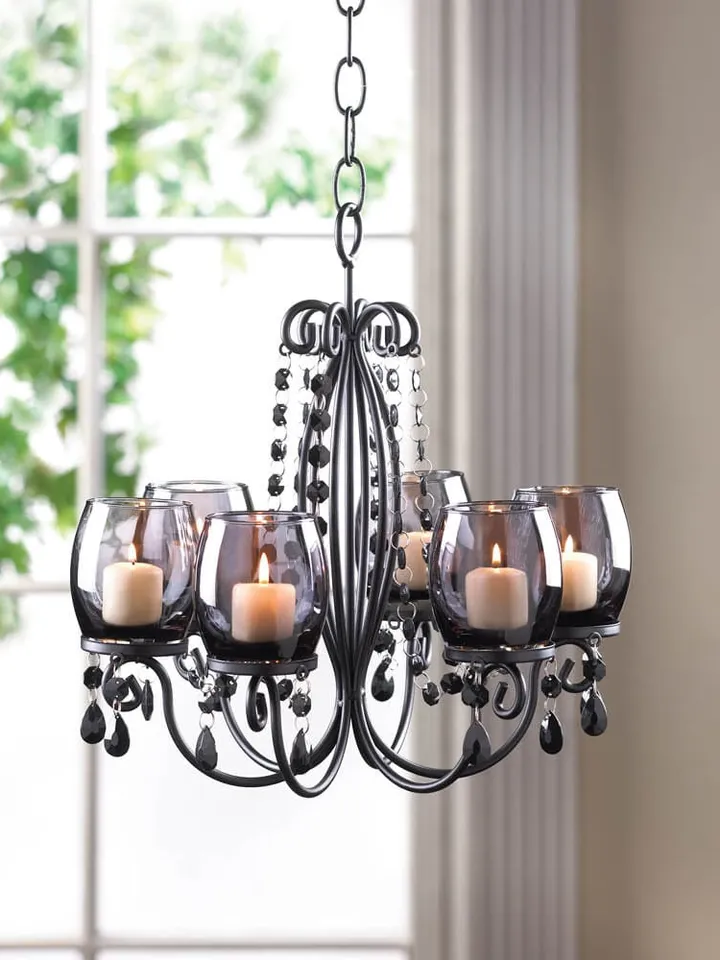Midnight Elegance Candle Chandelier
