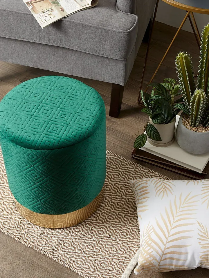 Green Velvet Stool