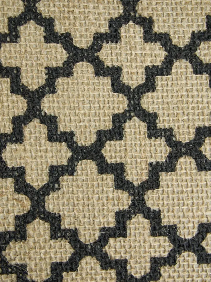 Burlap Bin Lattice Black Round Large 15X16X16