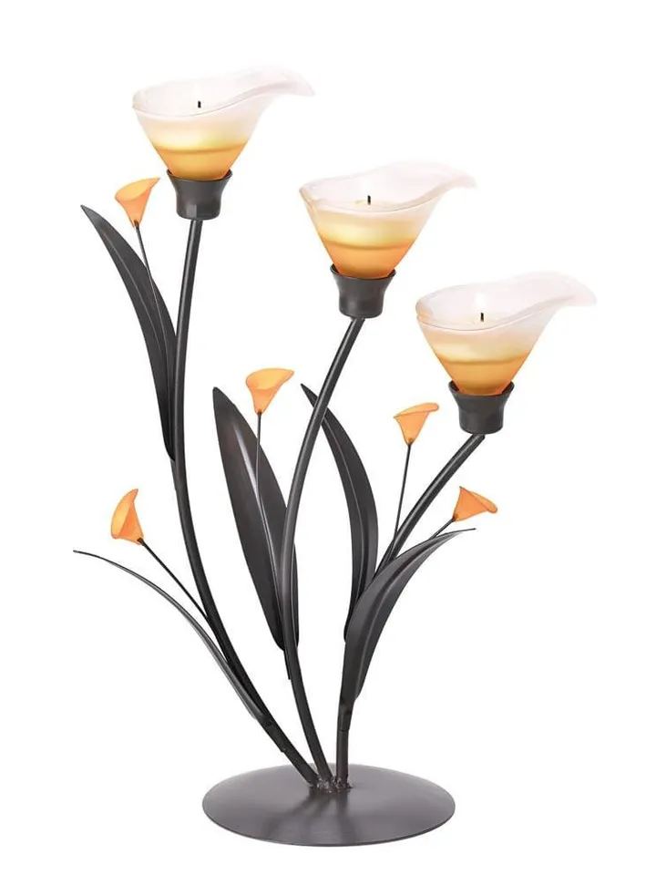 Amber Lilies Tealight Holder