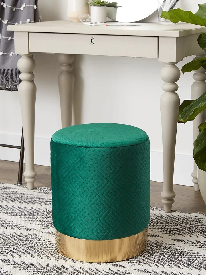 Green Velvet Stool