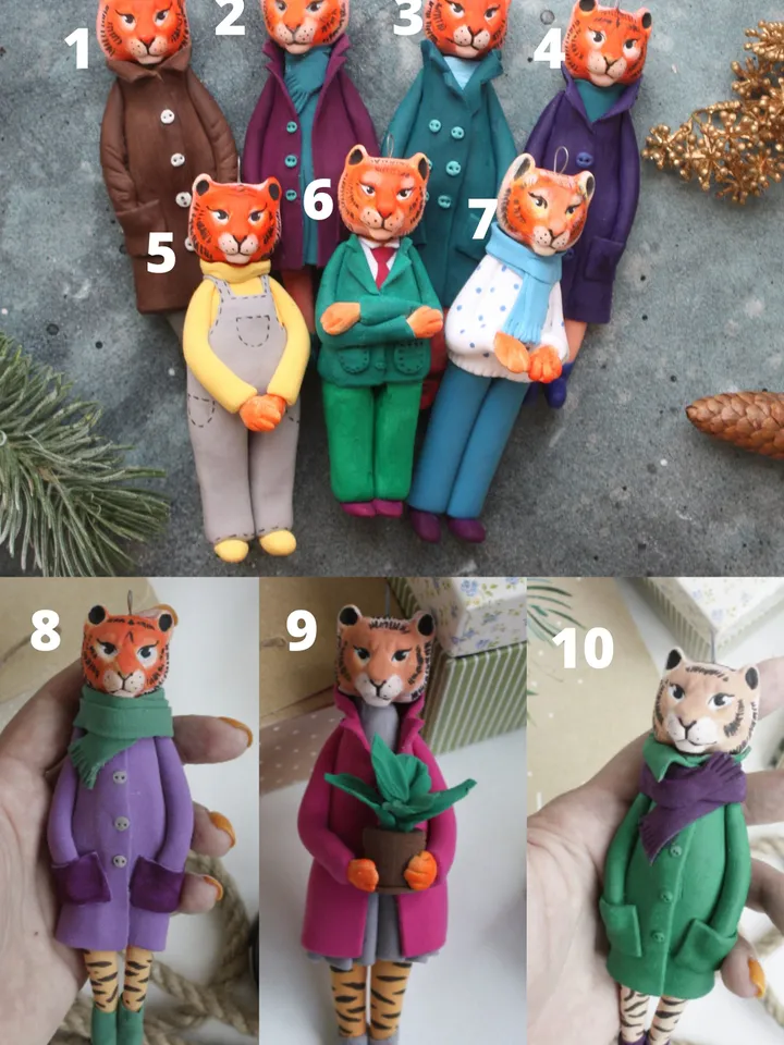Custom Christmas ornament, personalized toy from photo, create your own doll, tiger portrait Xmas tree decor