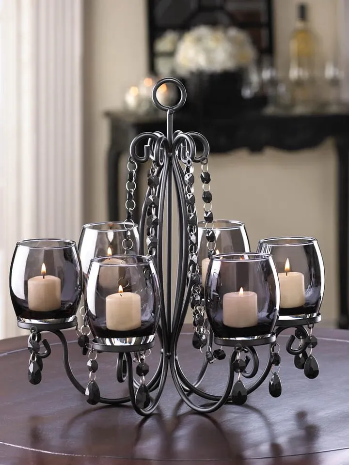 Midnight Elegance Candle Chandelier