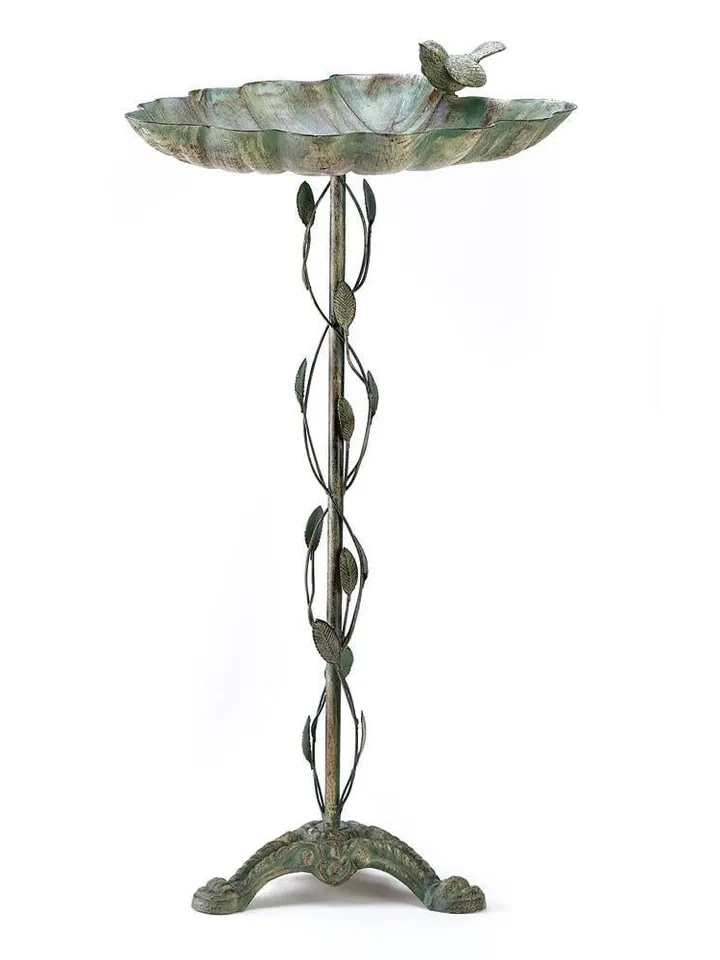 Verdigris Leaf Birdbath