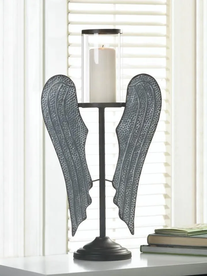 Angel Wings Farmhouse Candle Holder