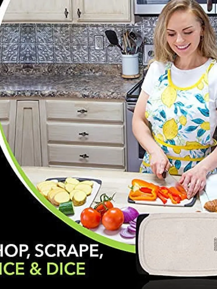 B-FODGE 3-Piece Cutting Board with Rack Set for Kitchen – BPA Free Chopping Board Set, Dishwasher Safe Professional Cutting Board
