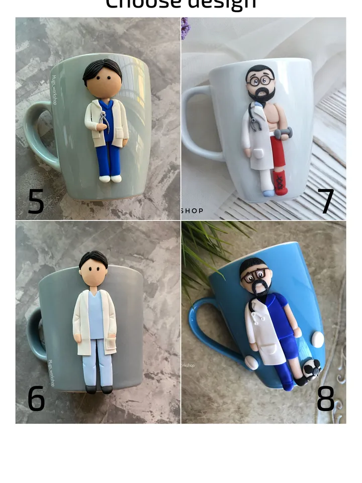 Custom dentist mug, your portrait cup from photo, heart doctor coffee mug, 3D ceramic tea cup, best neurologist, personalized gift