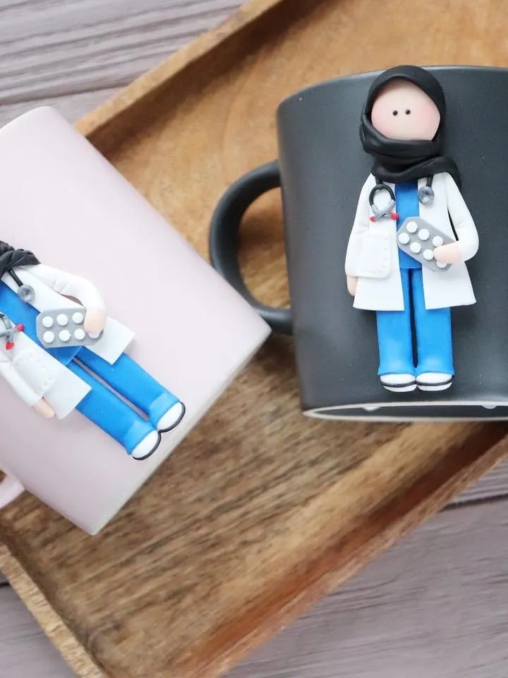 Custom Muslim doctor coffee mug, personalized portrait from photo, Hijab tea cup, design your own mug, medical student gift, travel mug