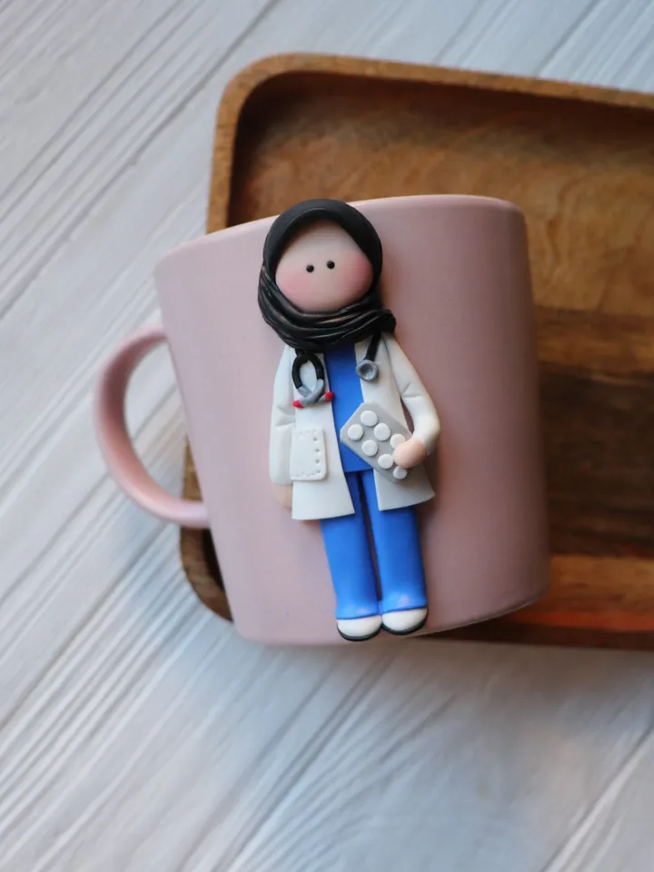Custom Muslim doctor coffee mug, personalized portrait from photo, Hijab tea cup, design your own mug, medical student gift, travel mug