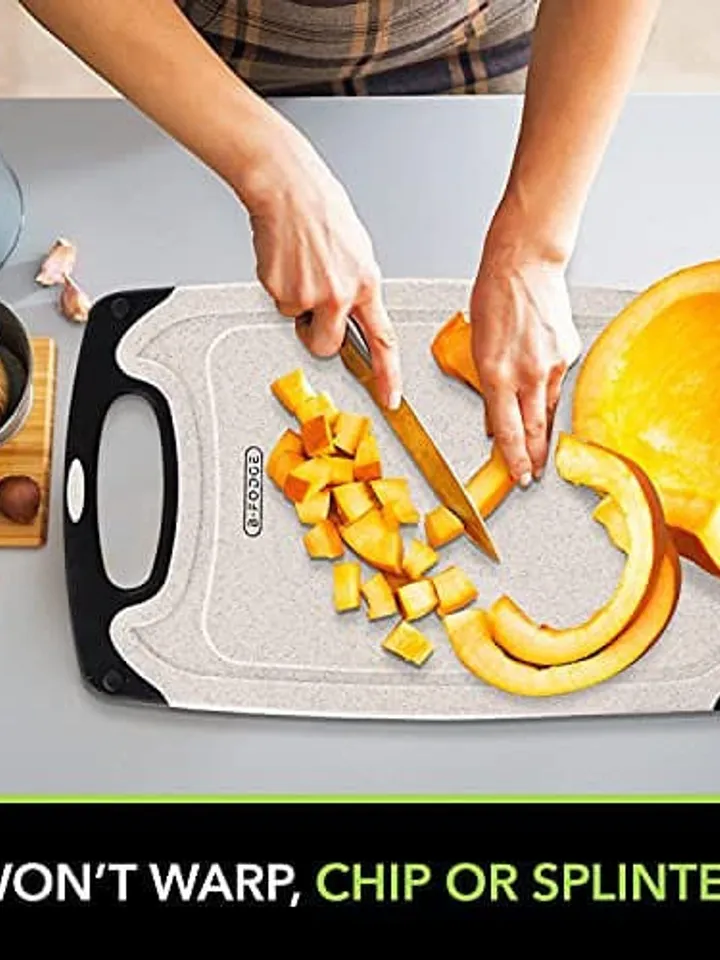 B-FODGE 3-Piece Cutting Board with Rack Set for Kitchen – BPA Free Chopping Board Set, Dishwasher Safe Professional Cutting Board