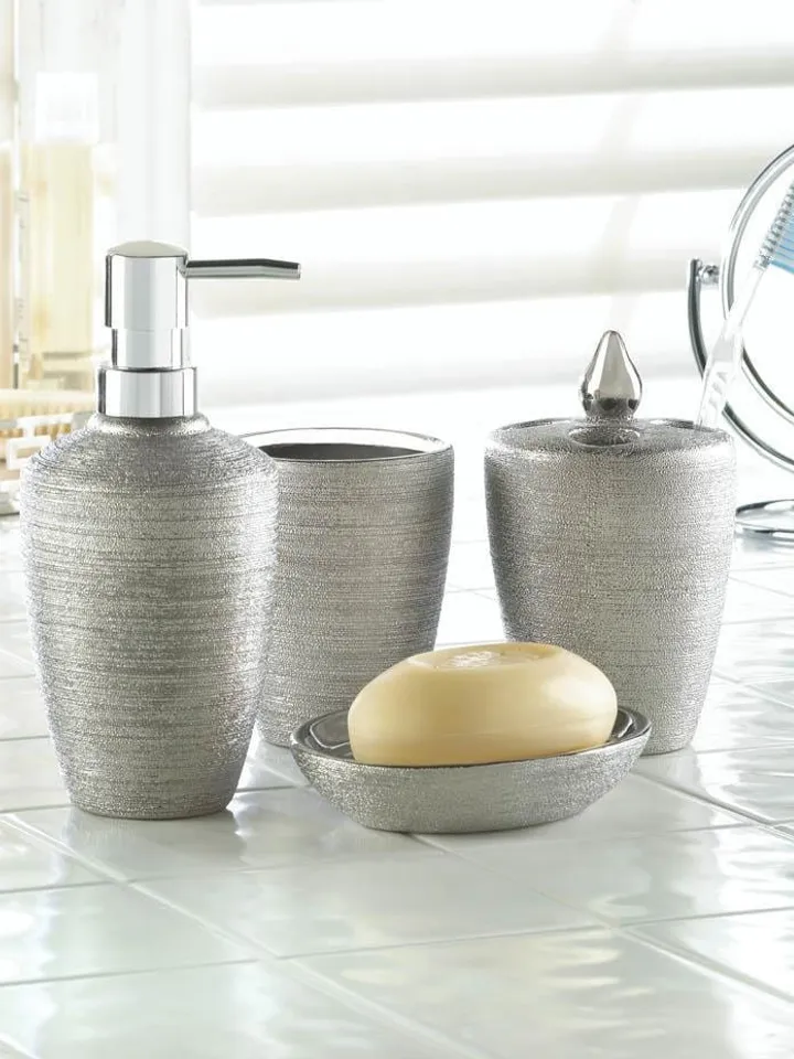 Silver Shimmer Bath Accessory Set