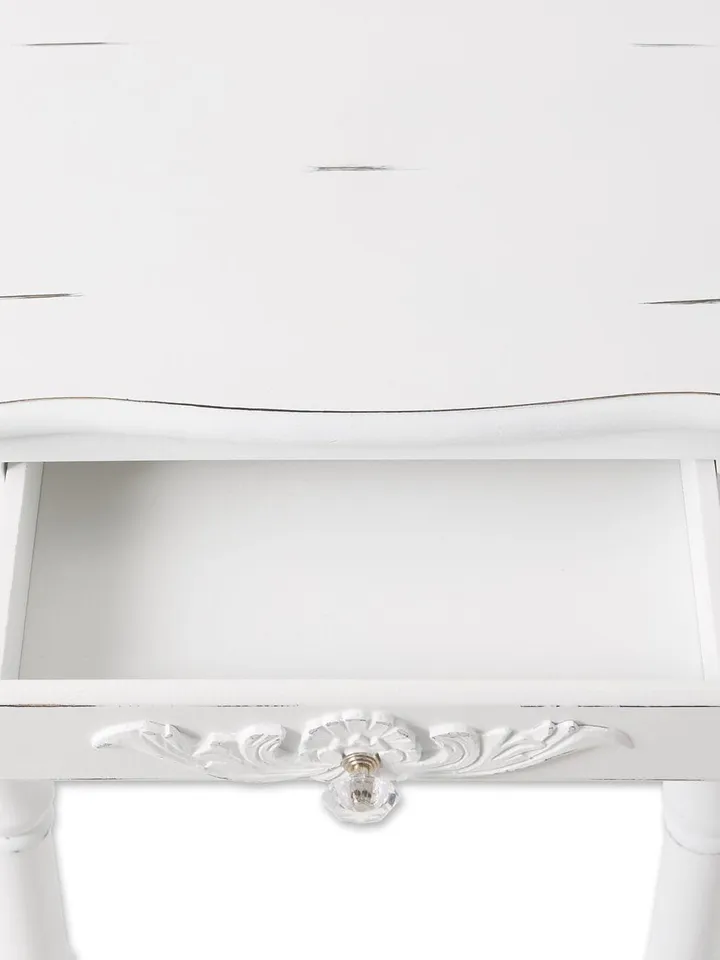 Distressed White Wood Accent Table
