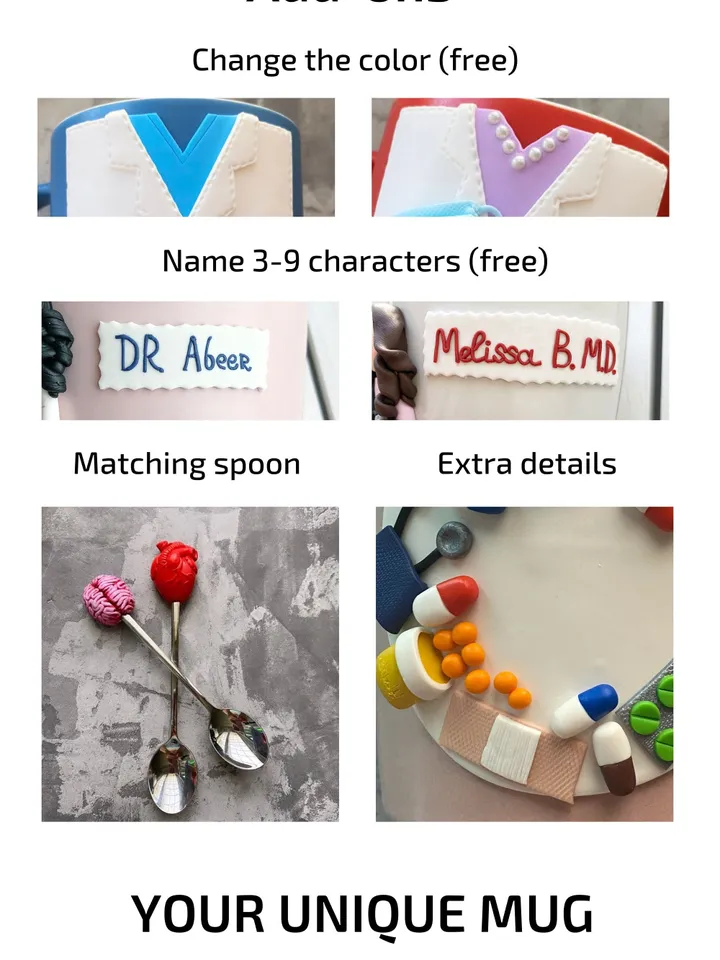 Custom dentist mug, your portrait cup from photo, heart doctor coffee mug, 3D ceramic tea cup, best neurologist, personalized gift