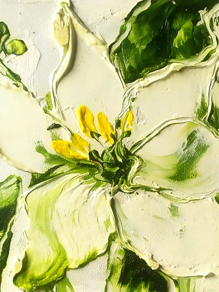 Lily Painting Flower Original Art Impasto Painting 4x4 painting Floral Small Painting by ArtProkopaloSv