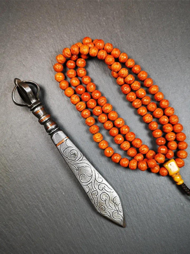 Gandhanra Tibetan Buddhist Ritual Implement ,Fire Vajra Sword of Manjushri,Made of Cold Iron inlaid with Copper