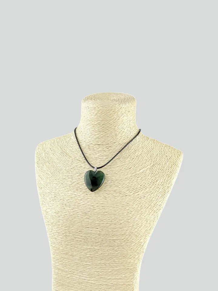 Dark Green Jade Heart Pendant.