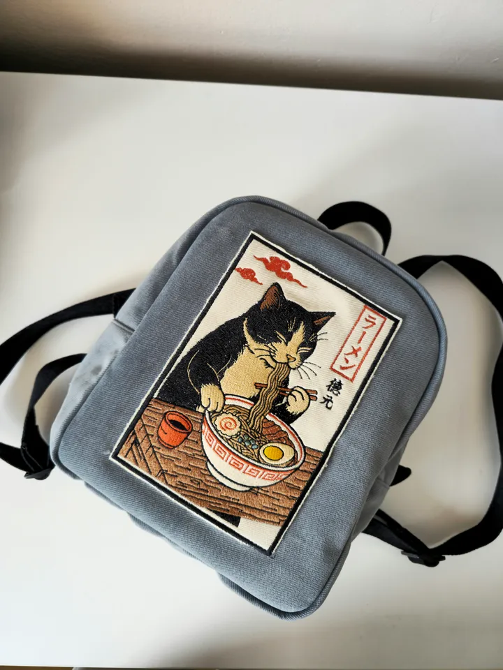 Backpack with embroidery "Cat in Japan"