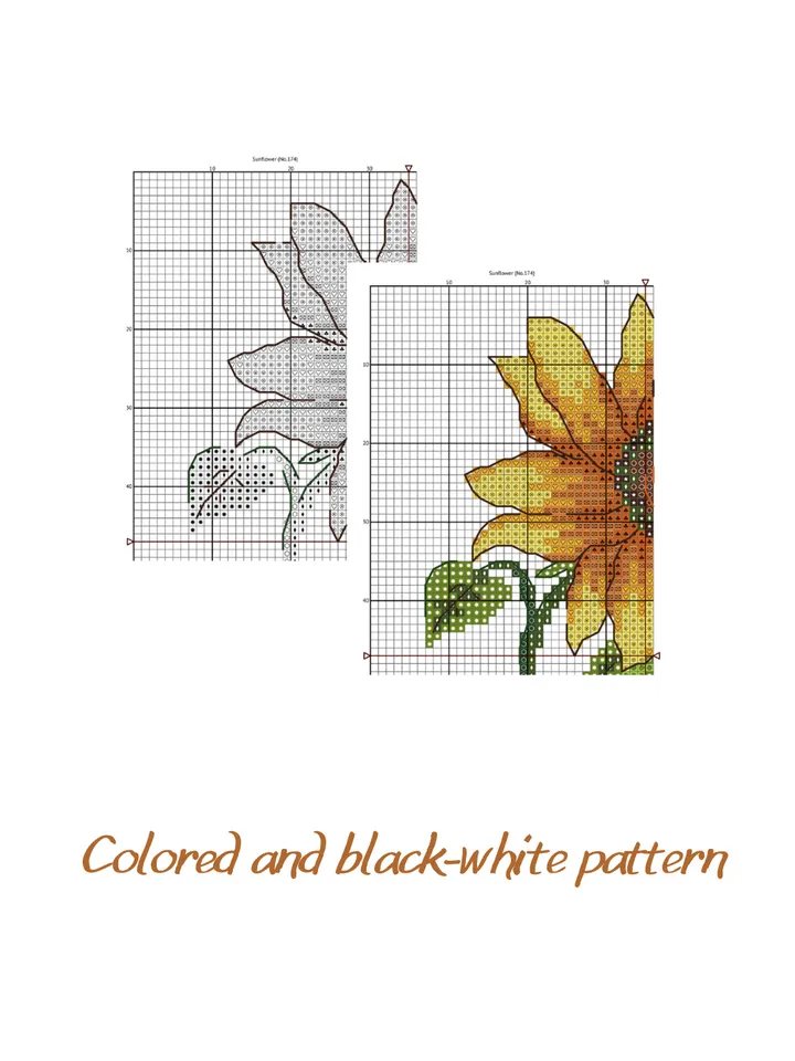 Cross stitch pattern Sunflower, cross stitch chart PDF