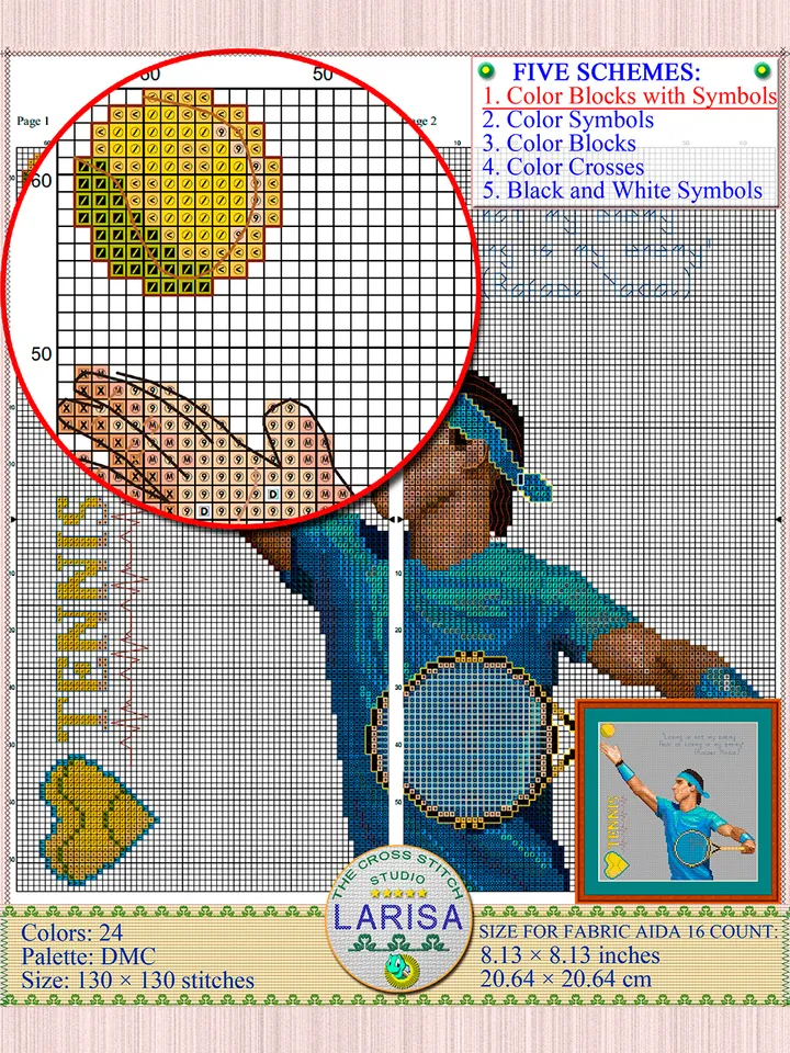 Tennis Cross Stitch Pattern | Tennis Player