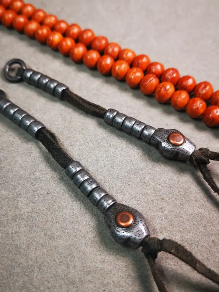 Gandhanra Handmade Tibetan Buddhist Mala Counters,Prayer Bead Counters,Made of Cold Iron,Copper Inlaid