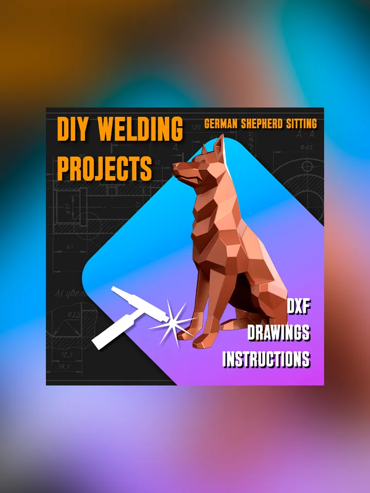 Welding Project Plans Drawings German Shepherd Sitting (DXF, PDF)